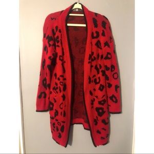 Open Front Animal Print Cardigan